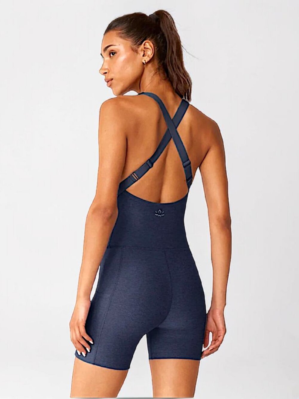 Beyond Yoga spacedye  jumpsuit pocket shorts in Navy Heather W's XS